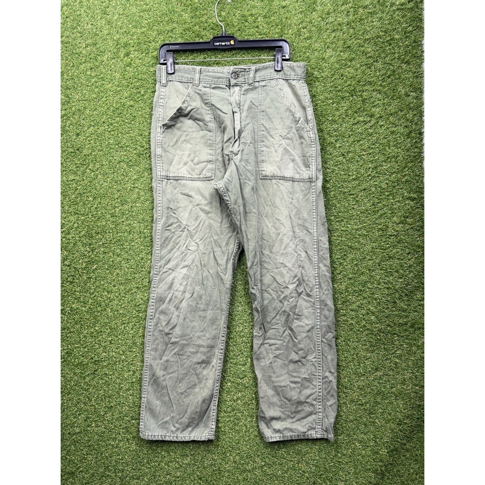 Vintage Vietnam War OG 107 Pants Mens 30x28 Green Baker Fatigue Sateen 60s